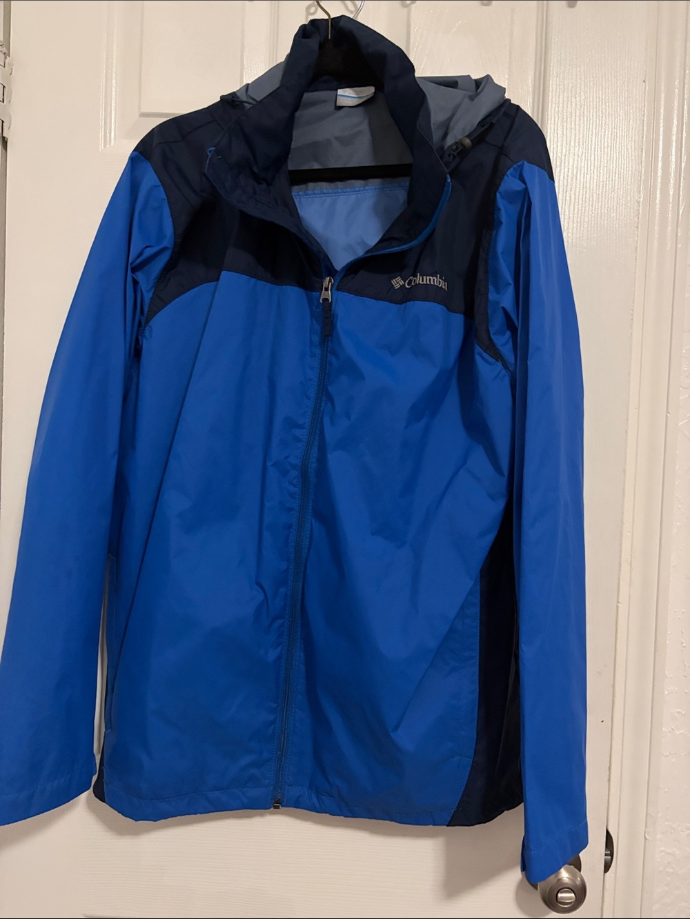 Columbia Blue and Navy Kids' Hooded Rain Jacket